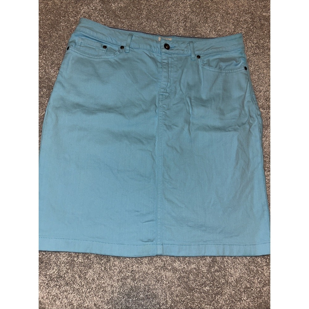 LL Bean Favorite‎ Fit Light Blue Denim Skirt Womens Size 12 Regular Knee Length
